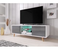 Televizní TV stolek  Sweden I - bílá/šedý lesk