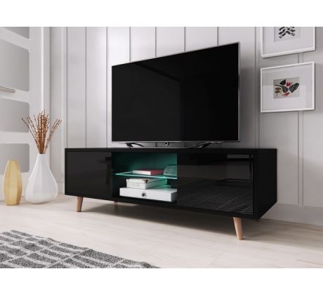 Televizní TV stolek  Sweden I - černá/černý lesk