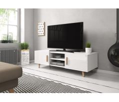 Televizní TV stolek  Sweden II - bílá/bílý lesk