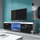 Televizní stolek Lugo - bílý/černý vysoký lesk + LED osvětlení