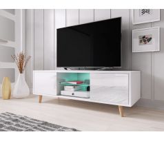 Televizní TV stolek  Sweden I - bílá/bílý lesk