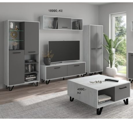 Obývací stěna Boss 1 craft bílý/grafit 280cm