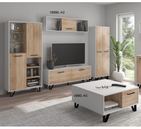 Obývací stěna Boss 1 bílá/dub sonoma 280cm